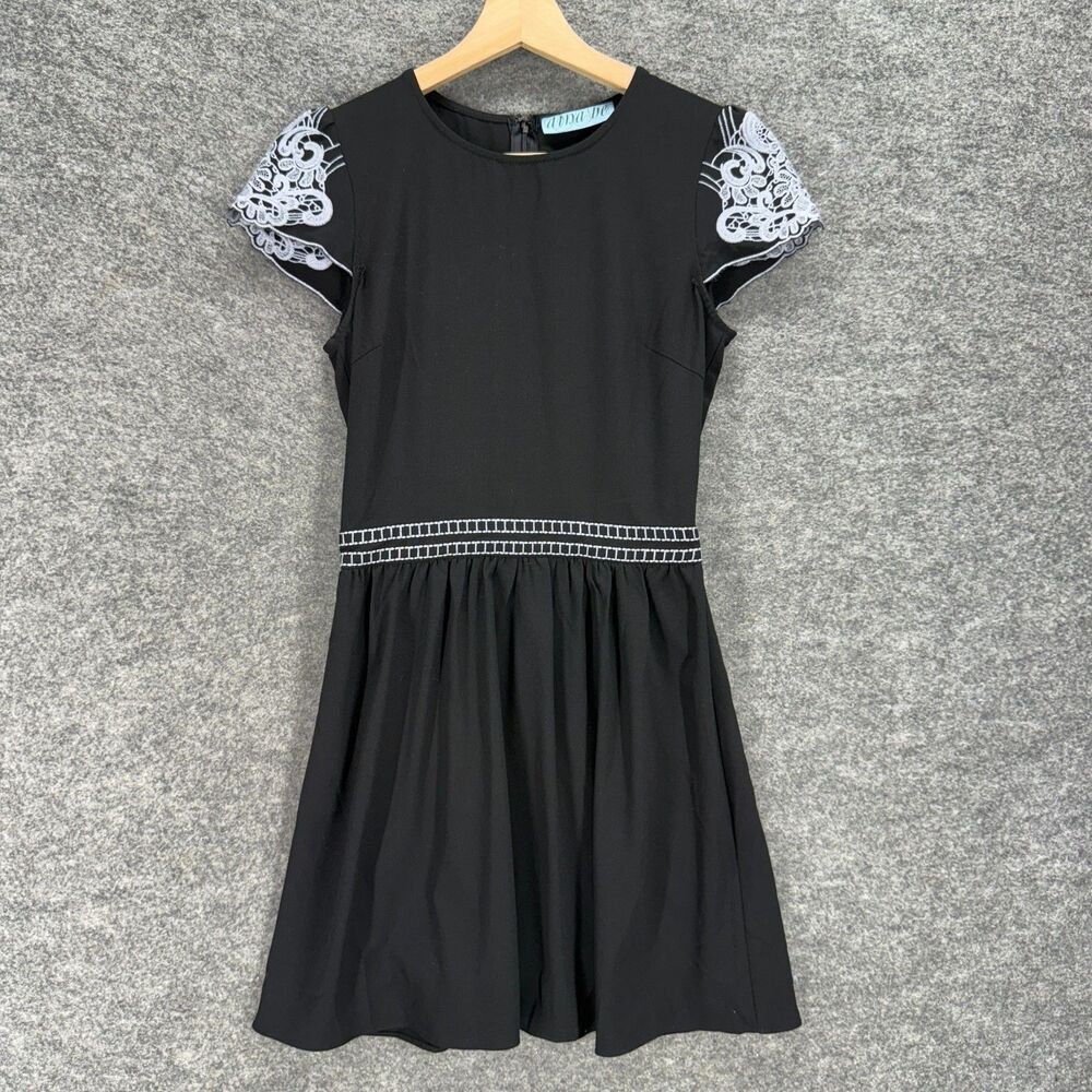 Dina Be Dress Women S Small Black Sheath Midi Zipper Short Sleeve Round Neck